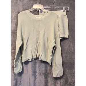 Sincerely Jules Sage Knit Lounge Set Size L Crop Sweater Shorts Co Ord